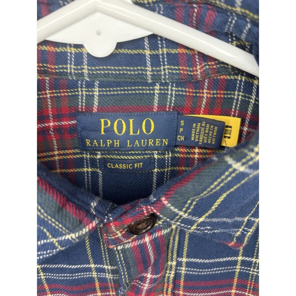 Polo Ralph Lauren Shirt Small Plaid Button Up Flannel Workshirt Pockets NWT $138
